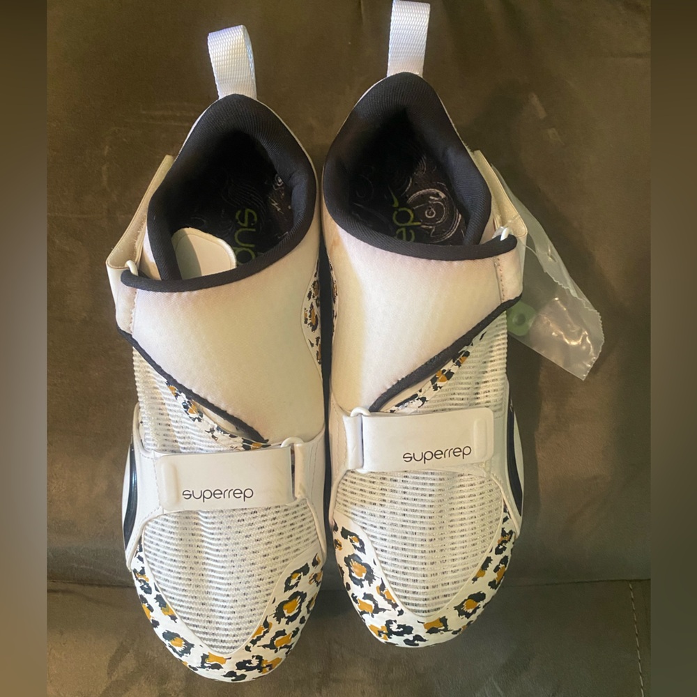 Superrep White and Leopard Print Cycle Sneakers